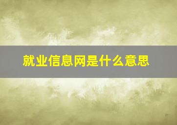 就业信息网是什么意思