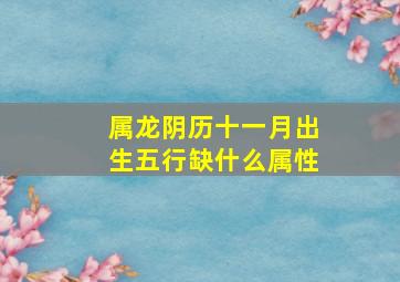 属龙阴历十一月出生五行缺什么属性