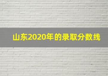 山东2020年的录取分数线