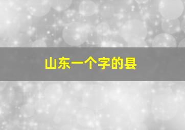 山东一个字的县