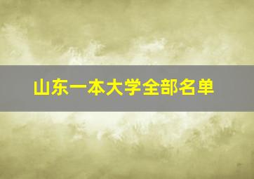 山东一本大学全部名单