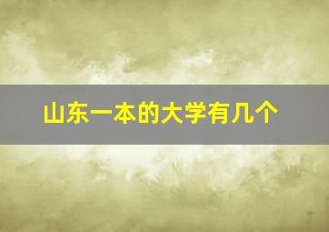 山东一本的大学有几个