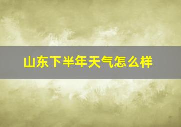 山东下半年天气怎么样