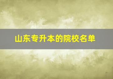 山东专升本的院校名单