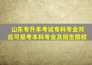 山东专升本考试专科专业对应可报考本科专业及招生院校