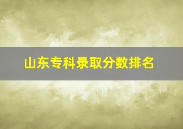 山东专科录取分数排名