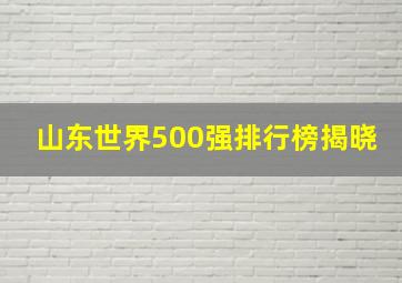 山东世界500强排行榜揭晓