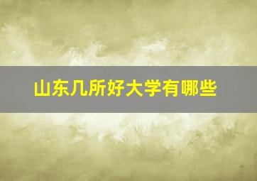 山东几所好大学有哪些