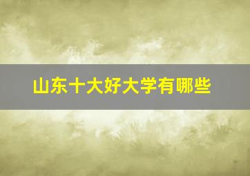 山东十大好大学有哪些