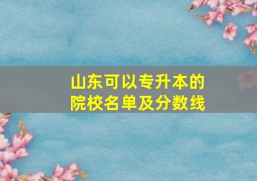 山东可以专升本的院校名单及分数线