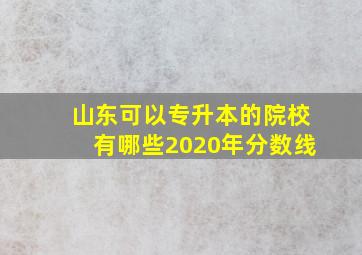 山东可以专升本的院校有哪些2020年分数线