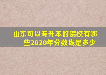 山东可以专升本的院校有哪些2020年分数线是多少