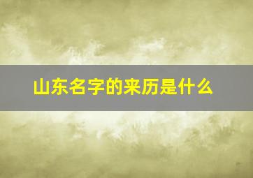 山东名字的来历是什么