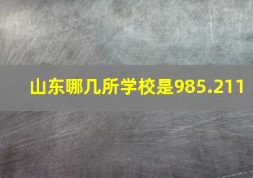 山东哪几所学校是985.211