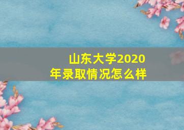 山东大学2020年录取情况怎么样