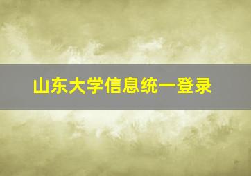 山东大学信息统一登录