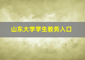 山东大学学生教务入口