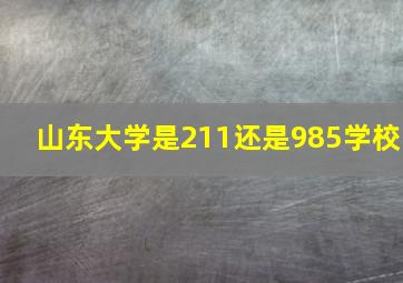 山东大学是211还是985学校