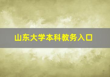 山东大学本科教务入口