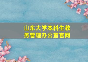 山东大学本科生教务管理办公室官网