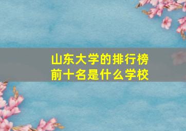 山东大学的排行榜前十名是什么学校