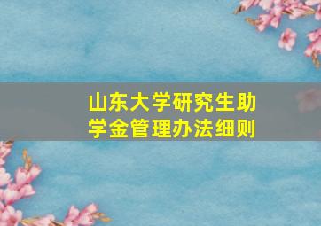 山东大学研究生助学金管理办法细则