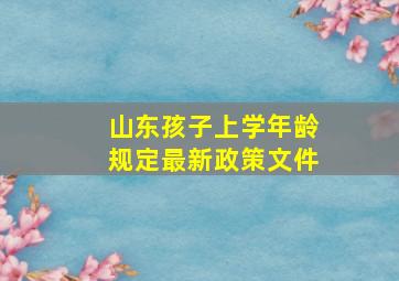 山东孩子上学年龄规定最新政策文件