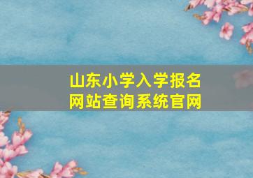 山东小学入学报名网站查询系统官网