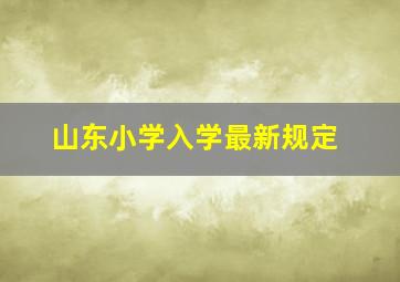 山东小学入学最新规定