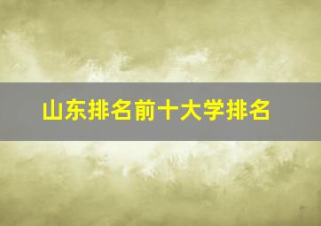 山东排名前十大学排名