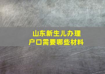 山东新生儿办理户口需要哪些材料