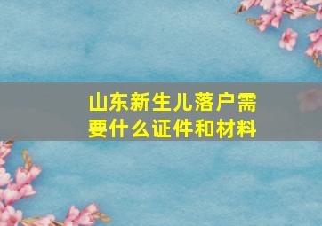 山东新生儿落户需要什么证件和材料