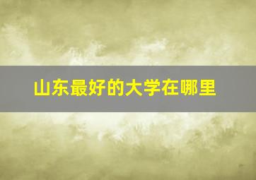 山东最好的大学在哪里