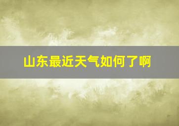 山东最近天气如何了啊