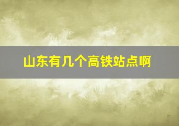 山东有几个高铁站点啊