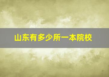 山东有多少所一本院校