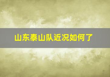 山东泰山队近况如何了