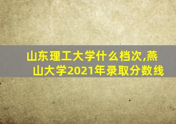 山东理工大学什么档次,燕山大学2021年录取分数线