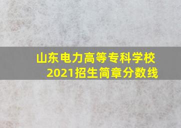 山东电力高等专科学校2021招生简章分数线