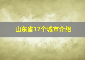 山东省17个城市介绍