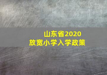 山东省2020放宽小学入学政策