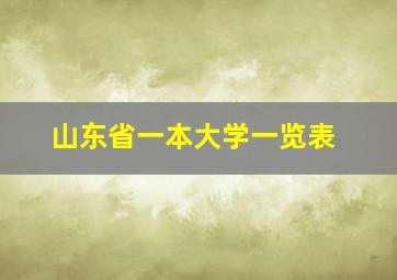 山东省一本大学一览表