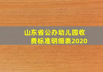 山东省公办幼儿园收费标准明细表2020