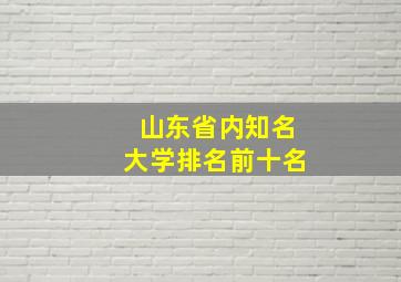 山东省内知名大学排名前十名