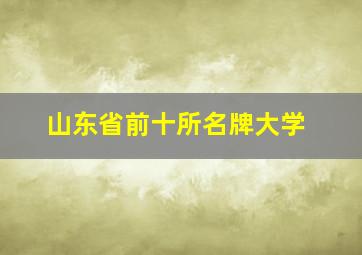 山东省前十所名牌大学