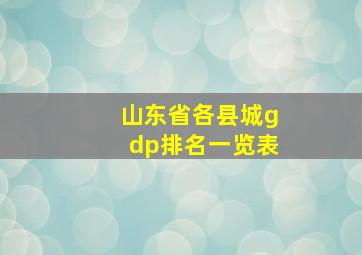 山东省各县城gdp排名一览表