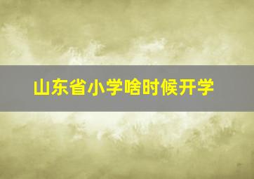 山东省小学啥时候开学