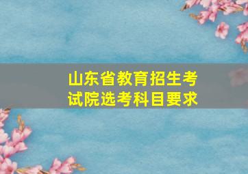 山东省教育招生考试院选考科目要求