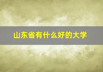 山东省有什么好的大学