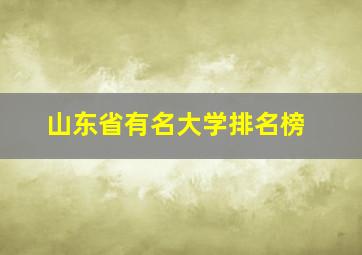 山东省有名大学排名榜